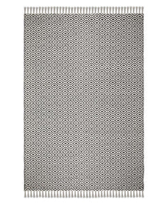 MALMO RECYCLED BLACK WHITE FLATWEAVE FRINGED RUG