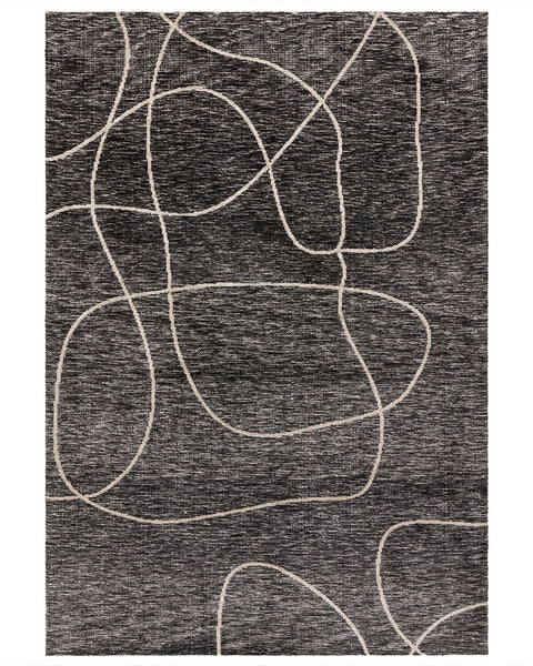 MASON LINEAR BLACK ABSTRACT MODERN RUG