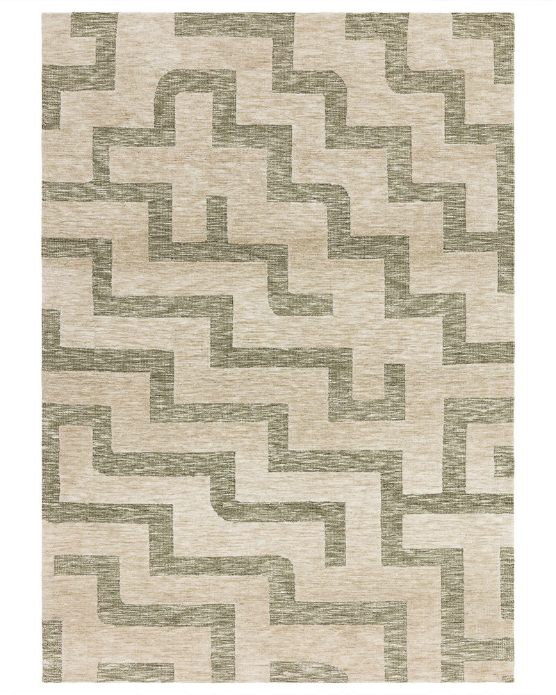 MASON MAZE GREEN MODERN GEOMETRIC RUG