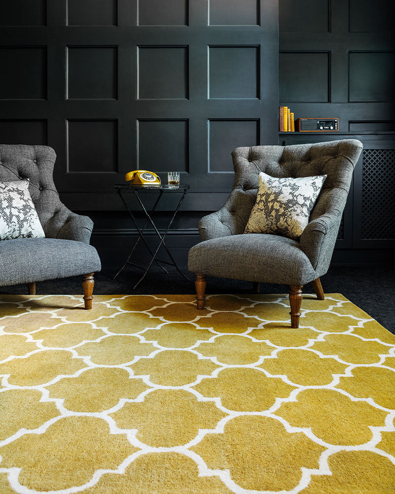 ALBANY OGEE OCHRE TRELLIS WOOL RUG