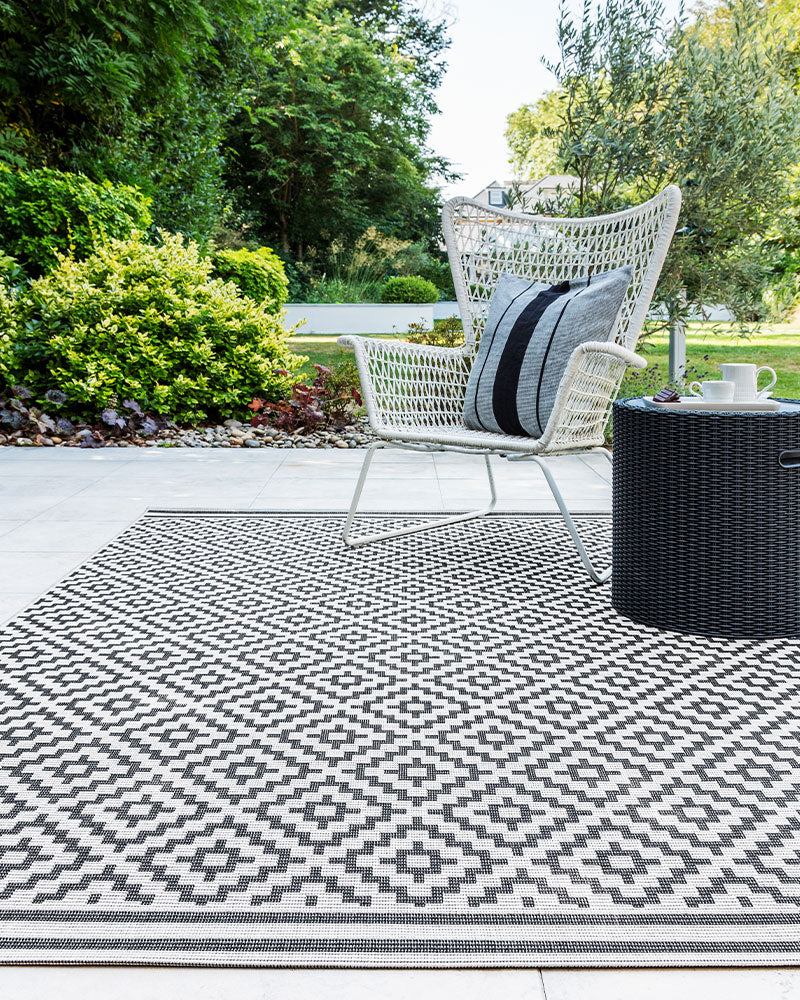 PATIO PAT12 DIAMOND MONO INDOOR OUTDOOR FLATWEAVE RUG