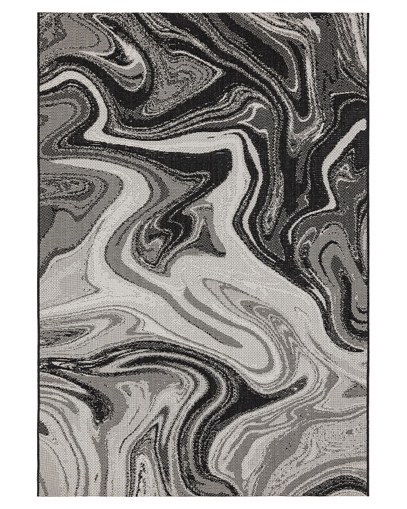 PATIO PAT19 MARBLE BLACK INDOOR OUTDOOR FLATWEAVE RUG