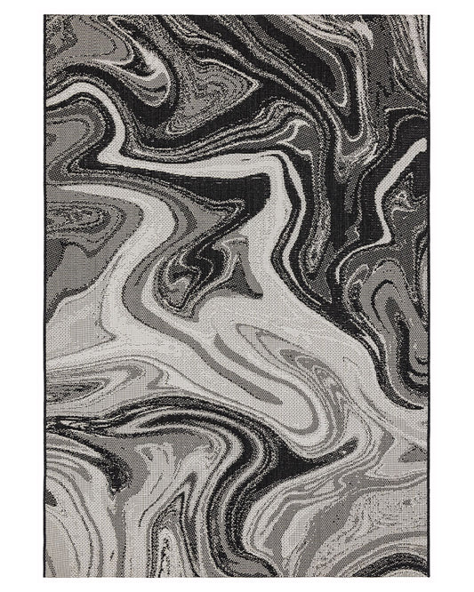 PATIO PAT19 MARBLE BLACK INDOOR OUTDOOR FLATWEAVE RUG