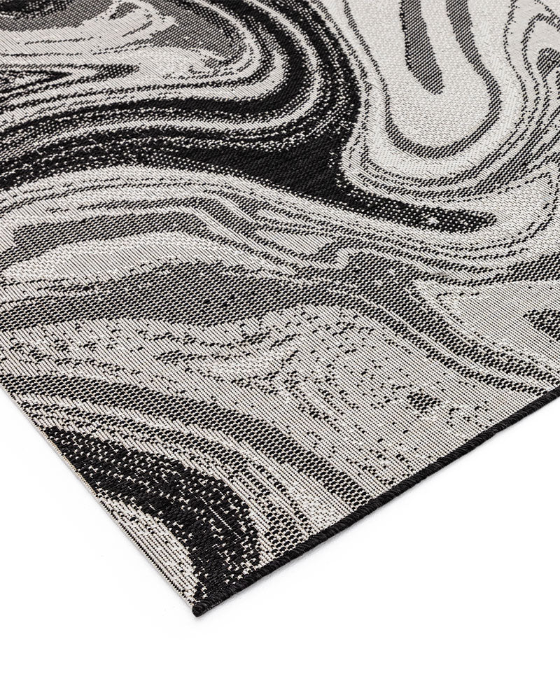 PATIO PAT19 MARBLE BLACK INDOOR OUTDOOR FLATWEAVE RUG