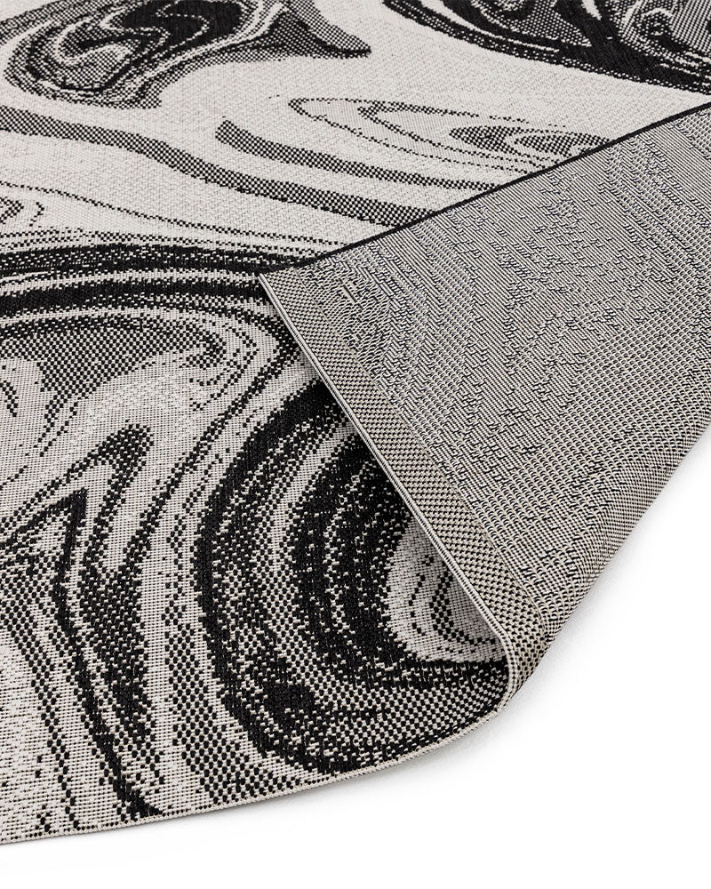 PATIO PAT19 MARBLE BLACK INDOOR OUTDOOR FLATWEAVE RUG