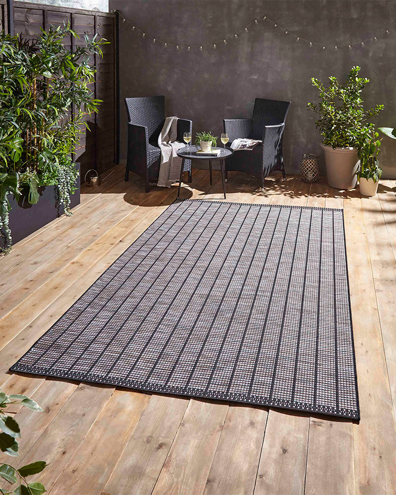 SANTA MONICA STRIPE A041 INDOOR / OUTDOOR RUG BLACK