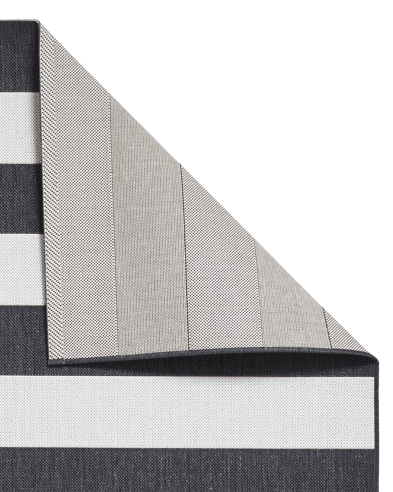 SANTA MONICA BLACK WHITE STRIPE 48644 INDOOR / OUTDOOR FLAT WEAVE RUG