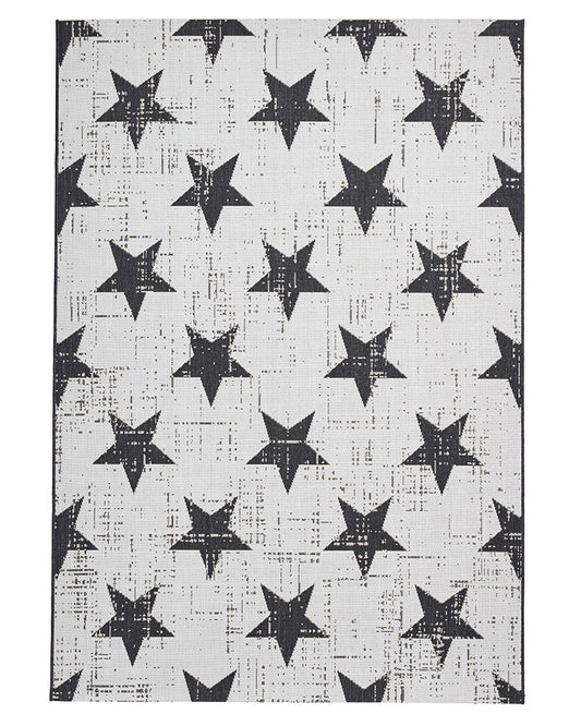 SANTA MONICA STAR 48648 INDOOR / OUTDOOR RUG WHITE / BLACK