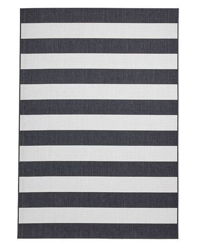 SANTA MONICA STRIPE 48644 INDOOR / OUTDOOR RUG BLACK WHITE