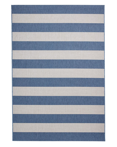 SANTA MONICA STRIPE 48644 INDOOR / OUTDOOR RUG BLUE / LIGHT BEIGE