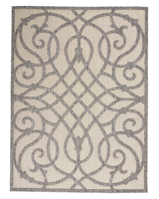 COZUMEL CZM04 SCROLL INDOOR OUTDOOR CREAM GREY RUG