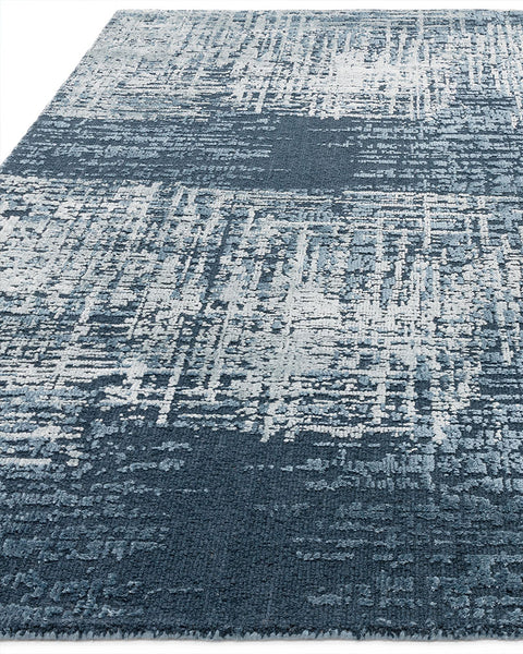 TORINO PETROL BLUE ABSTRACT TEXTURAL RUG