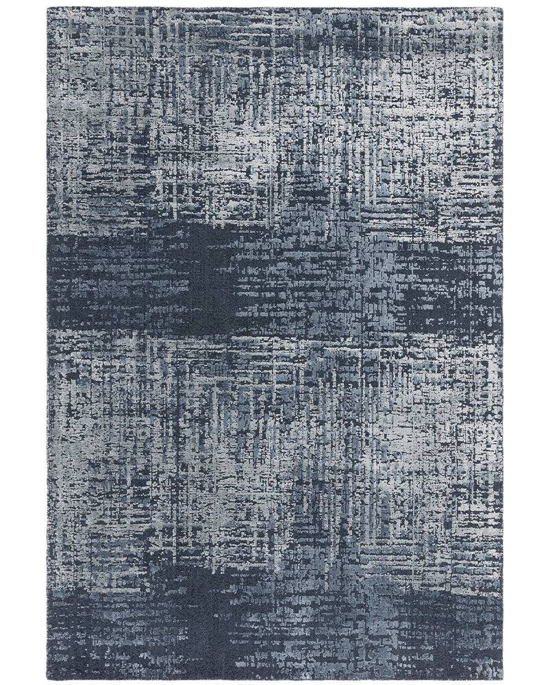 TORINO PETROL BLUE ABSTRACT TEXTURAL RUG