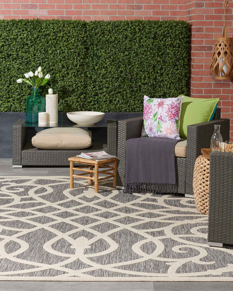 COZUMEL CZM04 SCROLL INDOOR OUTDOOR GREY CREAM